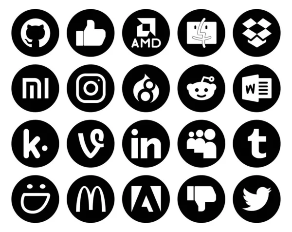 Social Media Icon Pack Inclusief Adobe Een Smokkelmok Reddit Tuimelen — Stockvector