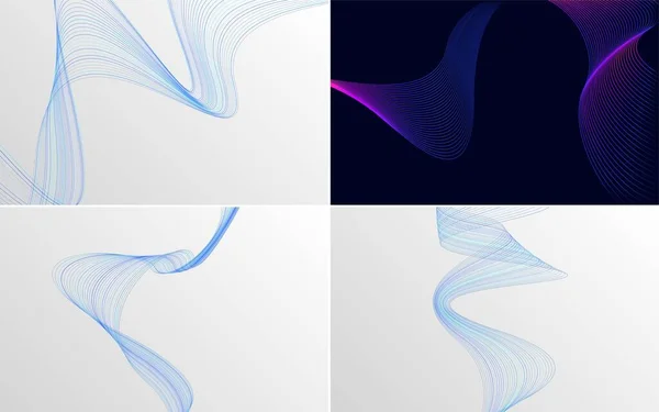 一组4个几何波型背景 抽象的波浪线 — 图库矢量图片