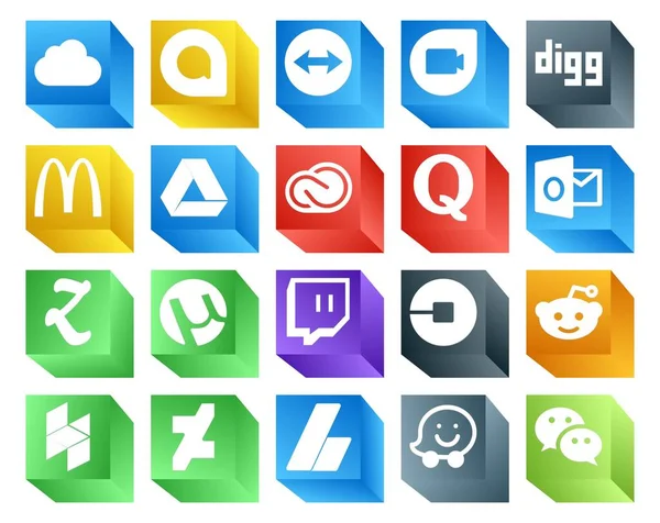 Social Media Icon Pack Including Car Подергивание Utorrent Перспектива — стоковый вектор