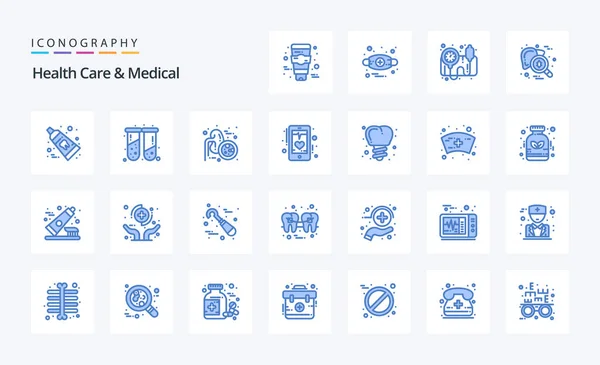Paquete Iconos Atención Médica Azul — Archivo Imágenes Vectoriales