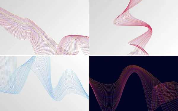 Set Mit Geometrischen Wellenmustern Ihrem Design Tiefe Verleihen — Stockvektor