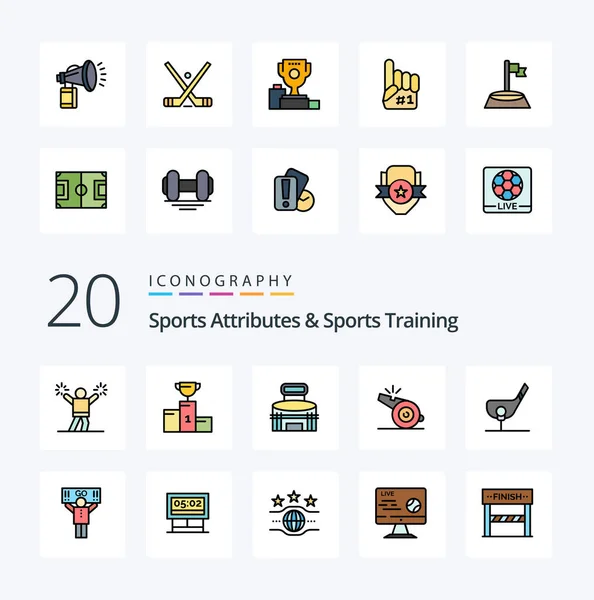 Sports Atributes Sports Training Line Filled Color Icon Pack Wie — Stockvektor