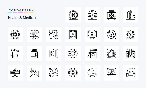Пакетов Значков Health Medicine Line — стоковый вектор