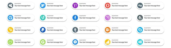 Social Media Follow Button Text Place Smugmug Skype Facebook Powerpoint — Stock Vector