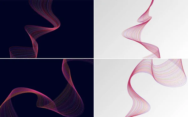 Modern Wave Curve Abstract Vector Background Pack Design Creativo Artistico — Vettoriale Stock