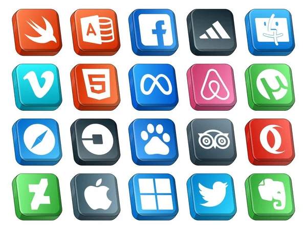 Pack Icônes Pour Les Médias Sociaux Incluant Baidu Voiture Meta — Image vectorielle