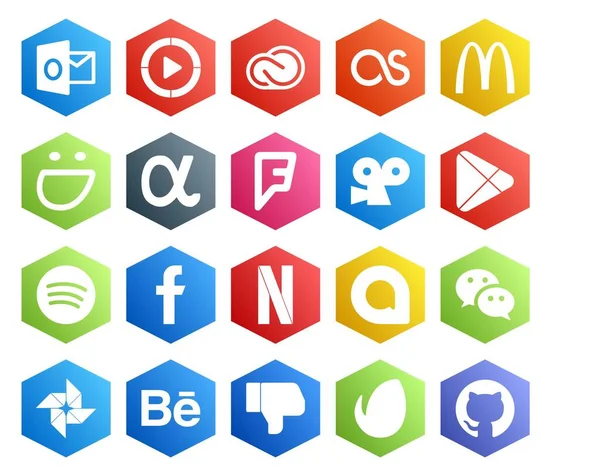 Social Media Icon Pack Including Google Allo Facebook Smugmug Spotify — Stock Vector