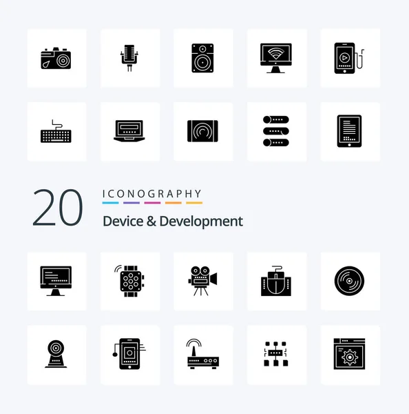 Dispositivo Sviluppo Solido Glyph Icona Pack Come Dvd Educazione Fotocamera — Vettoriale Stock