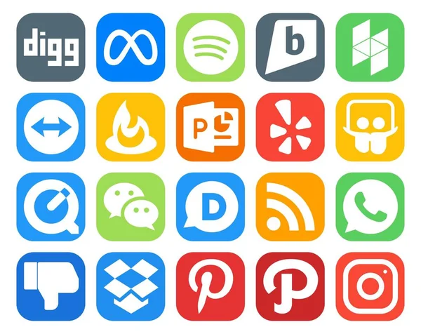 Social Media Icon Pack Including Dislike Rss Powerpoint Disqus Wechat — Stock Vector