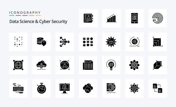 Data Science Cyber Sécurité Solid Glyph Icône Pack — Image vectorielle
