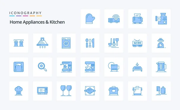 Home Appliances Kitchen Blue Icon Pack — Stock Vector