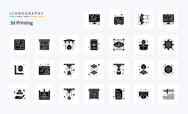 Printing Solid Glyph Icon Pack — Stock Vector