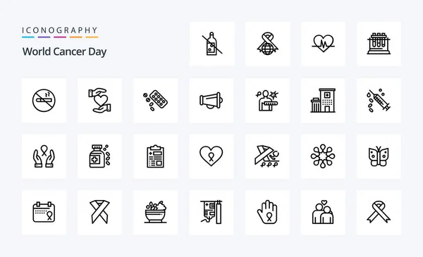World Cancer Day Line Icon Pack — Stock Vector