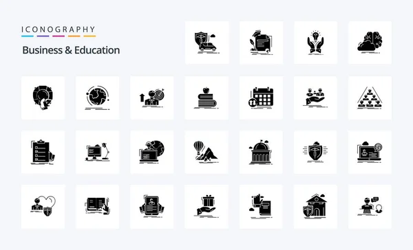 Business Education Solid Glyph Icon Pack — ストックベクタ