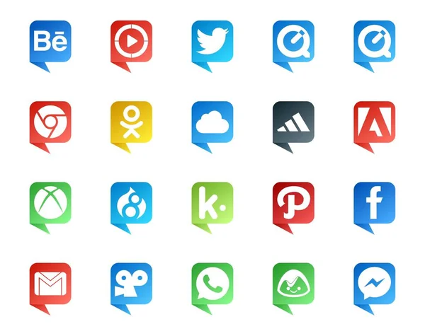 Social Media Speech Bubble Style Logo Als Mail Facebook Ijskoud — Stockvector