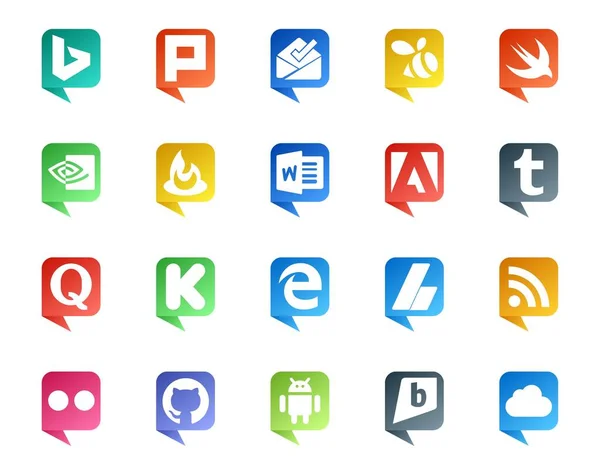 Social Media Discours Bubble Style Logo Comme Flickr Annonces Adobe — Image vectorielle