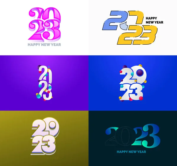 Big Set 2023 Szczęśliwego Nowego Roku Projekt Tekstu Logo 2023 — Wektor stockowy