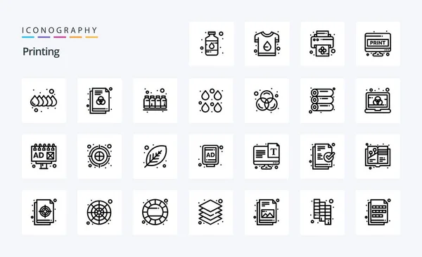 Printing Line Icon Pack — Stock Vector