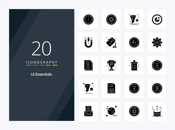 20个用于演示的Ui Essentials Solid Glyph图标 — 图库矢量图片