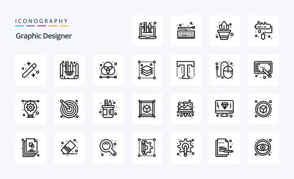Graphic Designer Line Icon Pack — Stockvektor