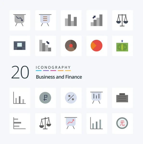 Finance Flat Color Icon Pack Wie Tresor Finanz Präsentationsgrafik — Stockvektor
