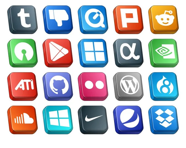 Social Media Icon Pack Including Soundcloud Cms Microsoft Wordpress Github — Stock Vector