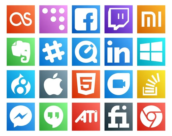 Social Media Icon Pack Including Stock Stockoverflow Quicktime Google Duo — Stock Vector
