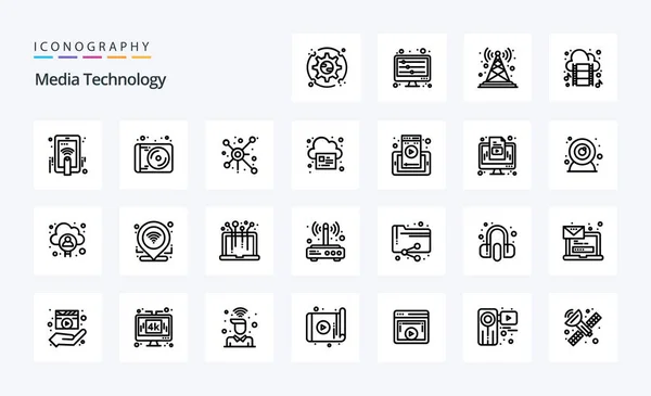 Media Technology Line Icon Pack — Stock Vector
