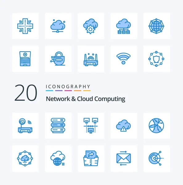 Network Cloud Computing Blue Color Icon Pack Internet Data Cloud — Stock Vector