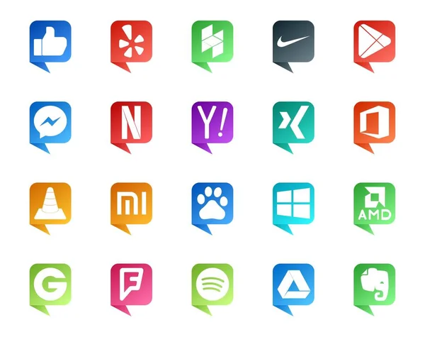 Social Media Speech Bubble Style Logo Windows Xiaomi Yahoo Player — Stock Vector