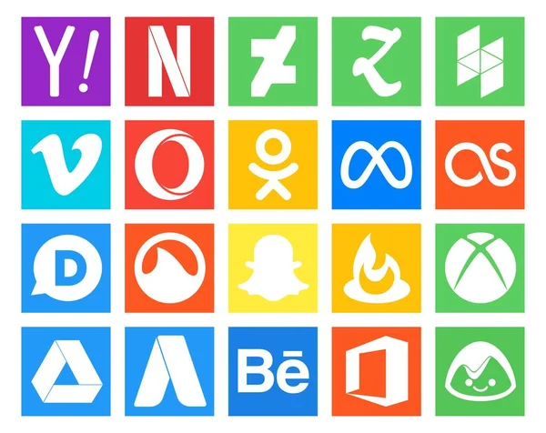 Social Media Icon Pack Including Xbox Snapchat Opera Grooveshark Lastfm — Stock Vector