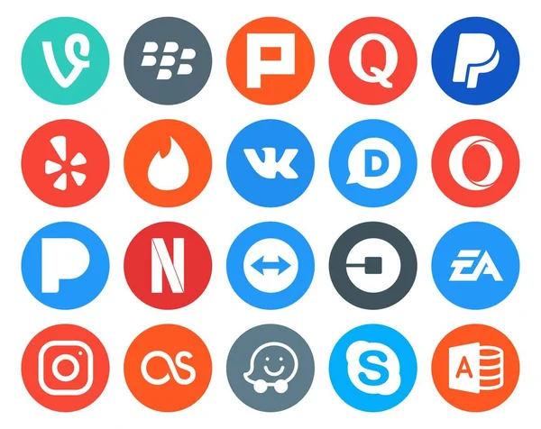 Paquete Iconos Redes Sociales Incluidas Las Artes Electrónicas Coche Uber — Vector de stock