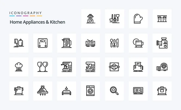 Home Appliances Kitchen Line Icon Pack — Stock Vector