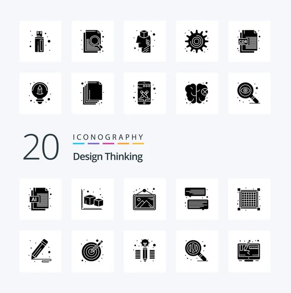 Design Thinking Solid Glyph Icon Pack View Grid Gallery Message — Stockvektor