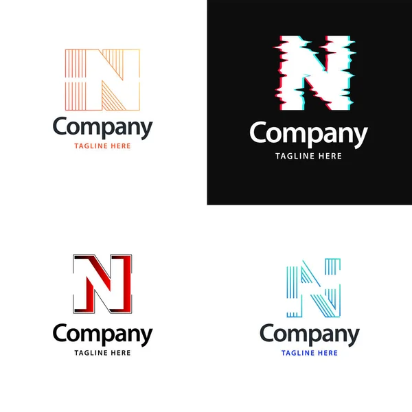 字母N大标识包设计创意现代标志设计为您的业务 — 图库矢量图片