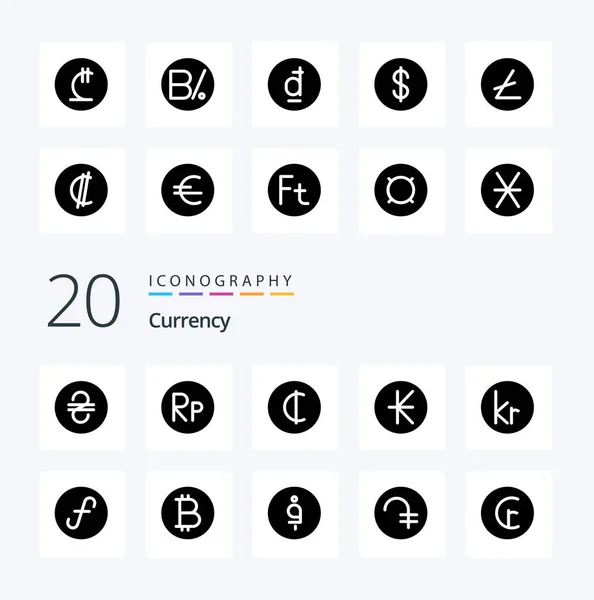 Currency Solid Glyph Icon Pack Lao Kip — Stock Vector