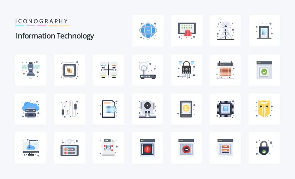 Technologie Information Pack Icônes Plates — Image vectorielle