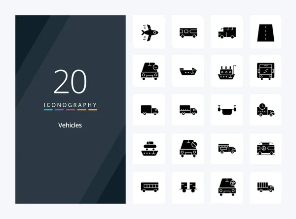 供展示的20部车辆实体象形文字图标 — 图库矢量图片