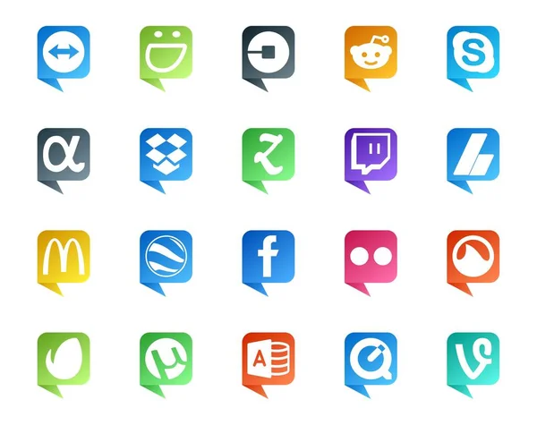 Sosyal Medya Konuşma Baloncuk Tarzı Logosu Google Arat Uygulama Ağı — Stok Vektör