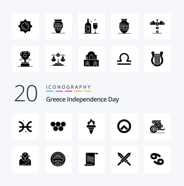 Griekenland Onafhankelijkheidsdag Solid Glyph Icon Verpakking Als Paarden Grieks Vlam — Stockvector