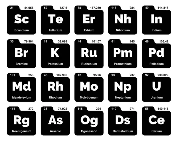 Preiodic Table Elements Icon Pack Design — Stock Vector