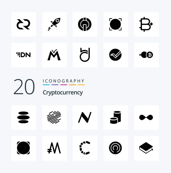 Cryptocurrency Solid Glyph Icon Pack Σαν Νόμισμα Crypto Blockchain Νόμισμα — Διανυσματικό Αρχείο