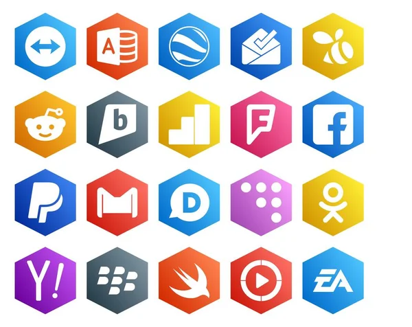 Social Media Icon Pack Including Yahoo Coderwall Foursquare Disqus Email — Stock Vector