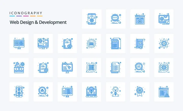 Web Design Development Niebieski Pakiet Ikon — Wektor stockowy