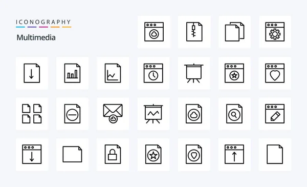 Multimedia Line Icon Pack — Stock Vector