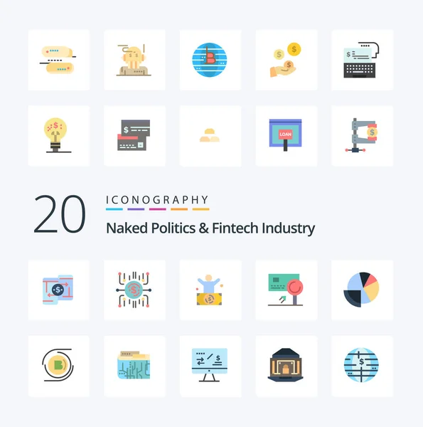 Naked Politics Fintech Industry Flat Color Icon Pack Card Analysis — Vector de stock
