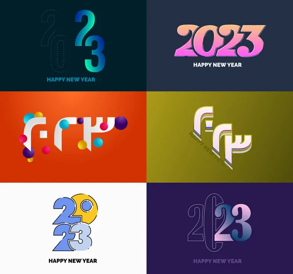 Big Set 2023 Feliz Año Nuevo Logo Diseño Texto 2023 — Vector de stock