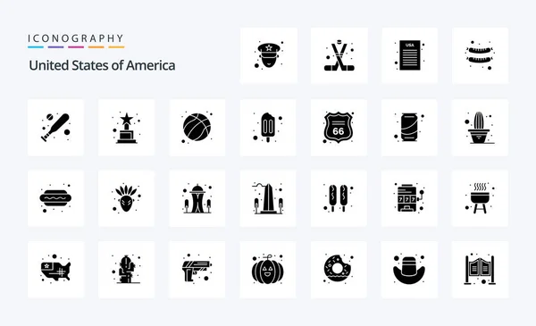 Usa Solid Glyph Icon Pack — Stockvektor