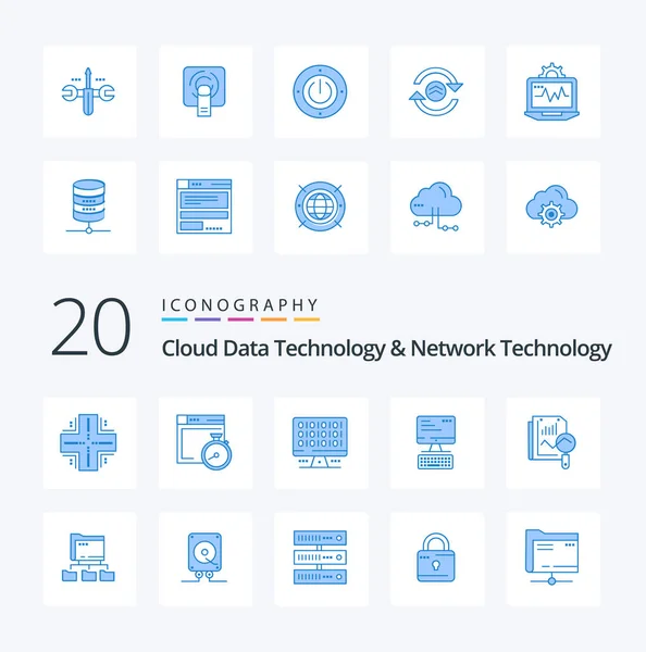 20云数据技术和网络技术蓝色图标包像文件监视器计算键盘服务器 — 图库矢量图片