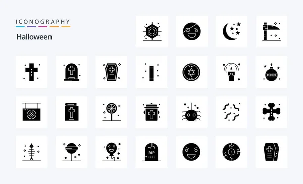 Halloween Solid Glyph Icon Pack — Stock Vector